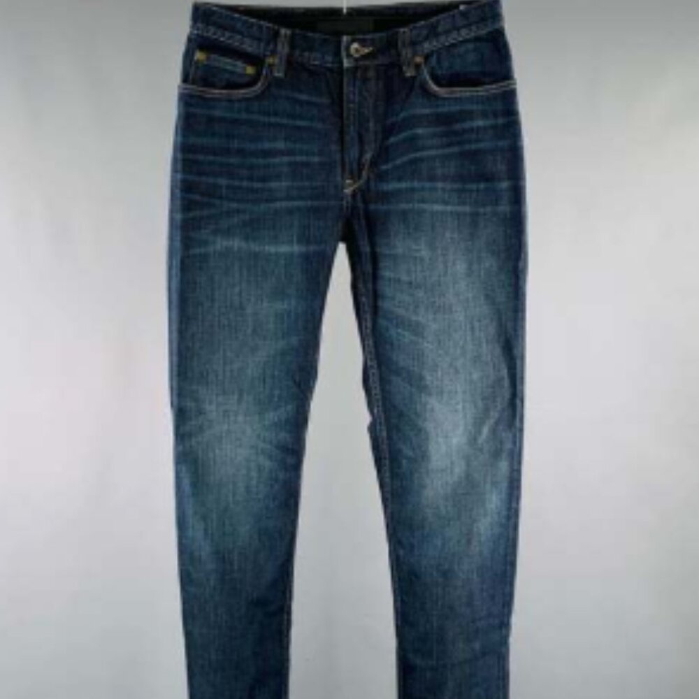 JOHN VARVATOS Blue Distressed Cotton Blend Straight Jeans
